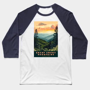 Great Smoky Mountains national park travel poster Baseball T-Shirt